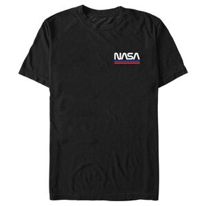NASA Black T-Shirt Worm Logo Embroidered Graphic Tee T-Shirt Black Brand New